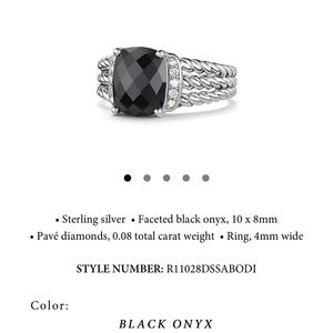 David Yurman Petite Wheaton Onyx Ring Size 7